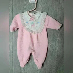 Vintage 90's Baby Grow Baby Pink Sleeper